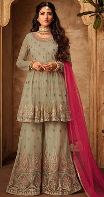 Light-green embroidered net salwar 1