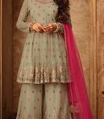 Light-green embroidered net salwar