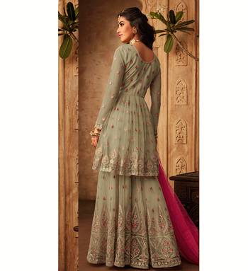 Light-green embroidered net salwar 2