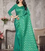 Light Turquoise Woven Kanchipuram Silk Saree With Blouse