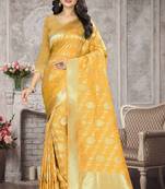 Yellow Woven Kanchipuram Silk Saree With Blouse