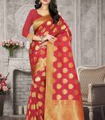 Red Woven Kanchipuram Silk Saree With Blouse