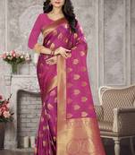 Purple Woven Kanchipuram Silk Saree With Blouse