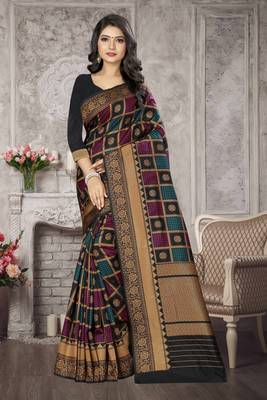 Multicolor Woven Kanchipuram Silk Saree With Blouse 1