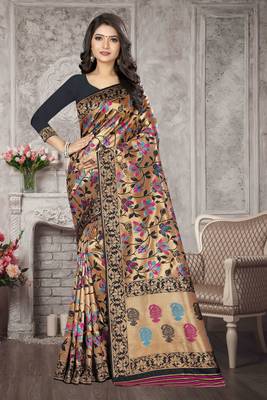 Multicolor Woven Kanchipuram Silk Saree With Blouse 1