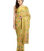 yellow Woven chanderi saree with blouse