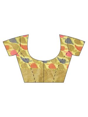 yellow Woven chanderi saree with blouse 3
