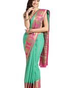 Green Woven chanderi saree with blouse