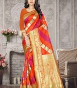 Multicolor Woven Kanchipuram Silk Saree With Blouse