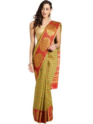 mustard Woven chanderi saree with blouse 1