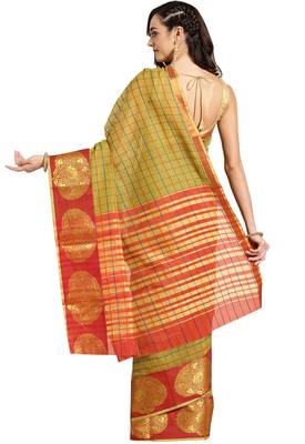 mustard Woven chanderi saree with blouse 2