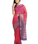 Pink Woven chanderi saree with blouse