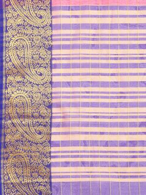 Pink Woven chanderi saree with blouse 4