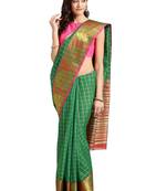 Green Woven chanderi saree with blouse