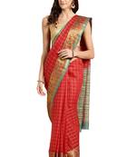 Red Woven chanderi saree with blouse