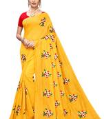 Yellow EMBROIDERED CHANDERI SAREE WITH BANGLORI BLOUSE
