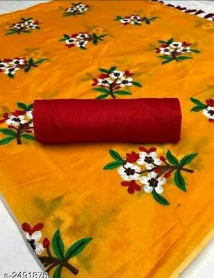 Yellow EMBROIDERED CHANDERI SAREE WITH BANGLORI BLOUSE 2