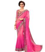Pink EMBROIDERED GEORGETTE SAREE WITH BLOUSE