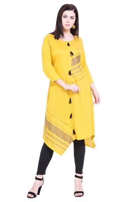 Mustard embroidered cotton kurtas-and-kurtis 1