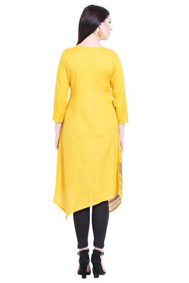 Mustard embroidered cotton kurtas-and-kurtis 2