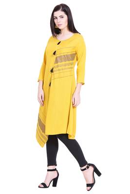 Mustard embroidered cotton kurtas-and-kurtis 3