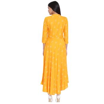 Yellow printed cotton kurtas-and-kurtis 2