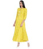 Light-yellow printed cotton kurtas-and-kurtis
