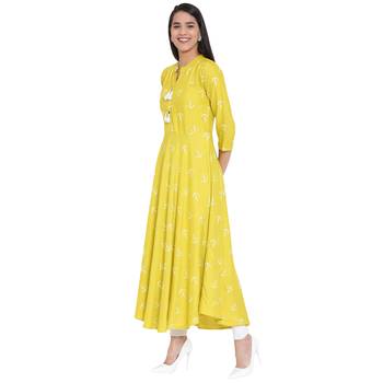 Light-yellow printed cotton kurtas-and-kurtis 3