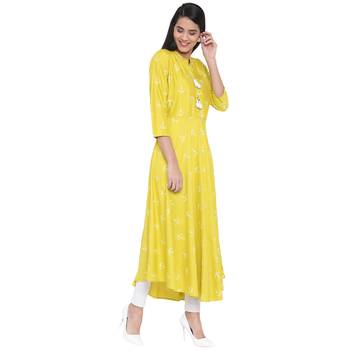 Light-yellow printed cotton kurtas-and-kurtis 4