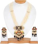 Black Kundan Gold Plated Semi Precious Necklace-Sets