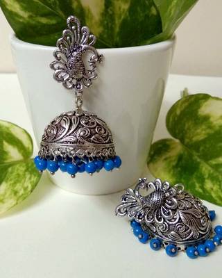 Silver Agate Jhumkas 1