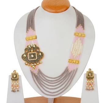 Pink Statement Multilayered Saroswki Onex Necklace Sets 1