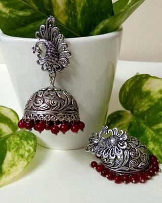 Silver Agate Jhumkas 1