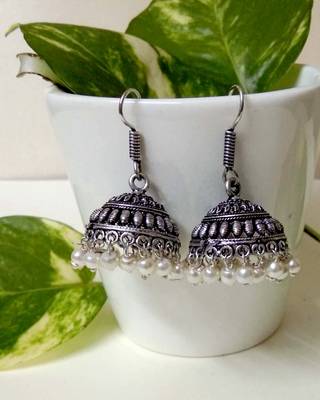 Silver Agate Jhumkas 1