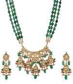 Wedding Premium Kundan Semi Precious Beads Green Onyx Necklace Sets