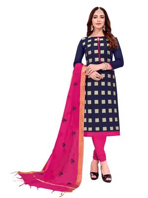 Navy-blue jacquard banarasi cotton salwar 1