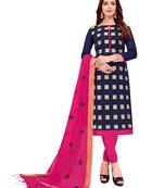 Navy-blue jacquard banarasi cotton salwar