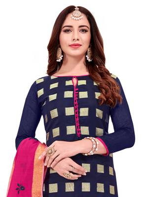 Navy-blue jacquard banarasi cotton salwar 2
