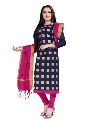 Navy-blue jacquard banarasi cotton salwar 4