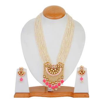 Pink Kundan Semi Precious Beads Necklace Sets 2