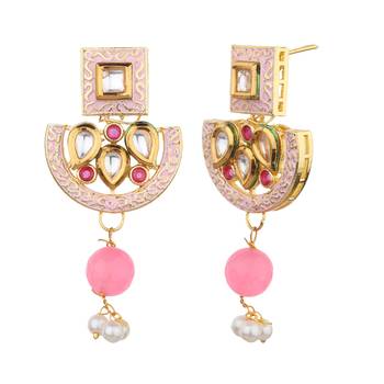 Pink Kundan Semi Precious Beads Necklace Sets 3