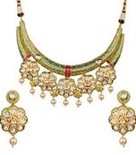 Wedding Premium Hasli Green Kundan Necklace Sets