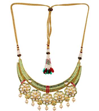 Wedding Premium Hasli Green Kundan Necklace Sets 3