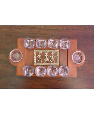 Shot Tray Rectangular Jaali In Mango Wood 1