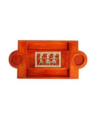Shot Tray Rectangular Jaali In Mango Wood 2
