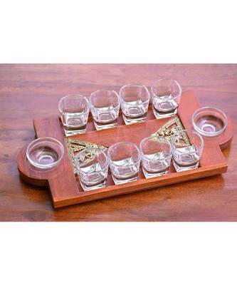 Shot Tray Triangular Jaali In Mango Wood 1