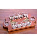 Shot Tray Triangular Jaali In Mango Wood