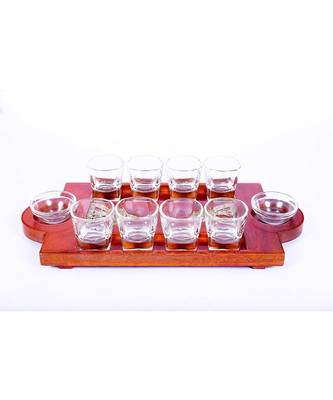 Shot Tray Triangular Jaali In Mango Wood 2