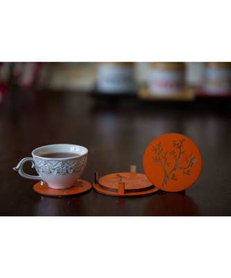 Round Coasters With Tree Engraved 1