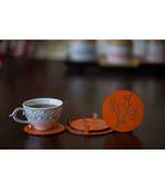 Round Coasters With Tree Engraved